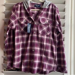 Venture Purple Plaid Hooded Shirt